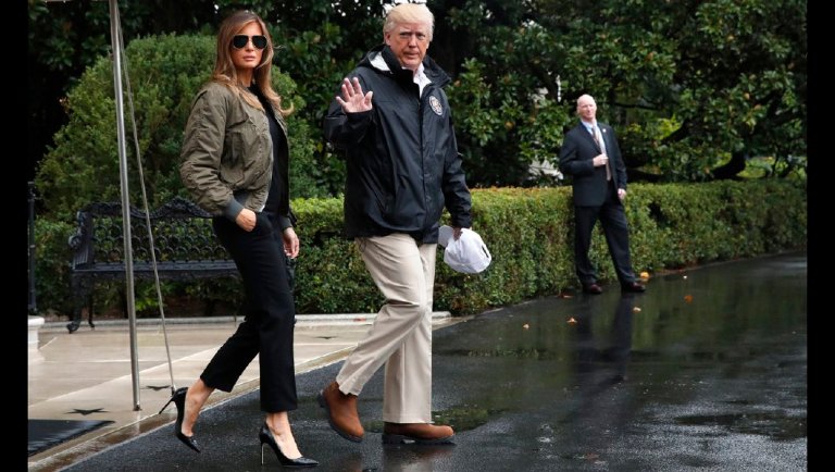 President Trump addressed the criticism first lady Melania Trump received after being photographed wearing high heels on her way to survey the damage in Texas after Hurricane Harvey.