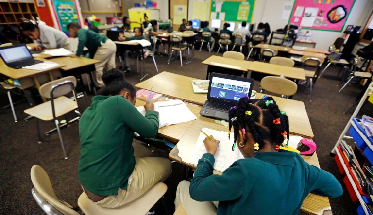Teachers unions are corrupt and powerful, and they provide millions of dollars to equally corrupt politicians so that they'll do everything in their power to keep families from accessing the educational alternatives they desperately desire. (AP Photo/Elise Amendola)