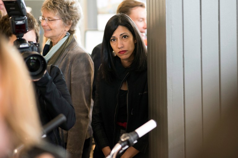 Huma Abedin has worked with Clinton from her time as secretary of state through her 2016 presidential campaign. Abedin was born in Michigan to an Indian father and a Pakistani mother. (Daniel Acker/Bloomberg, File)