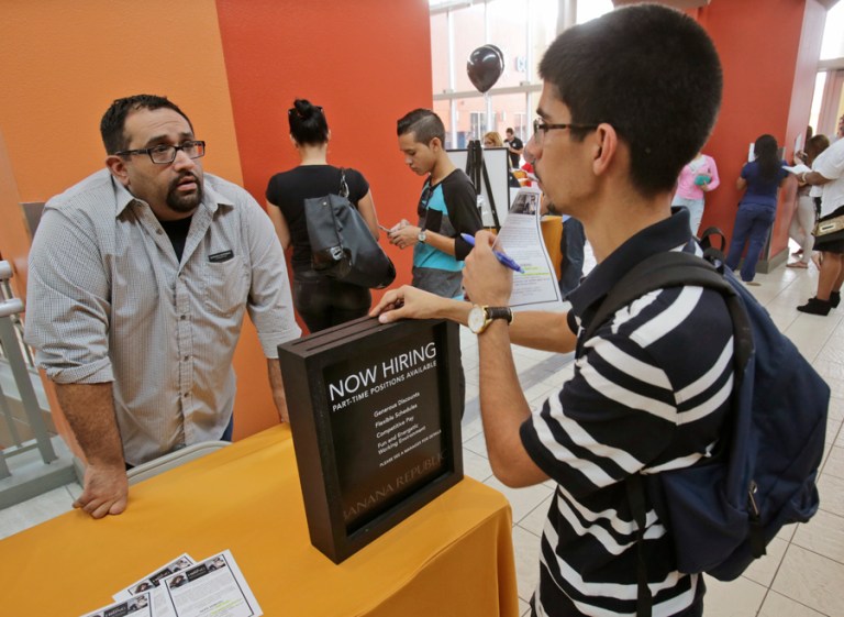 Applications for unemployment benefits were released Thursday morning. (AP file photo/Wilfredo Lee)