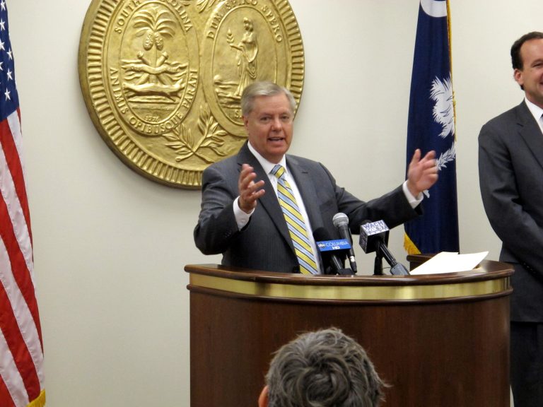 Republican U.S. Sen. Lindsey Graham visits the South Carolina Statehouse on Tuesday, May 12, 2015, in Columbia, S.C. (AP)