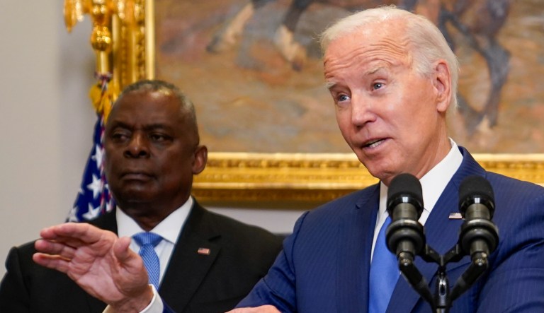 President Joe Biden, pictured with Defense Secretary Lloyd Austin, threatened to veto a House appropriations bill for the Department of Defense due to partisan provisions included by House Republicans.