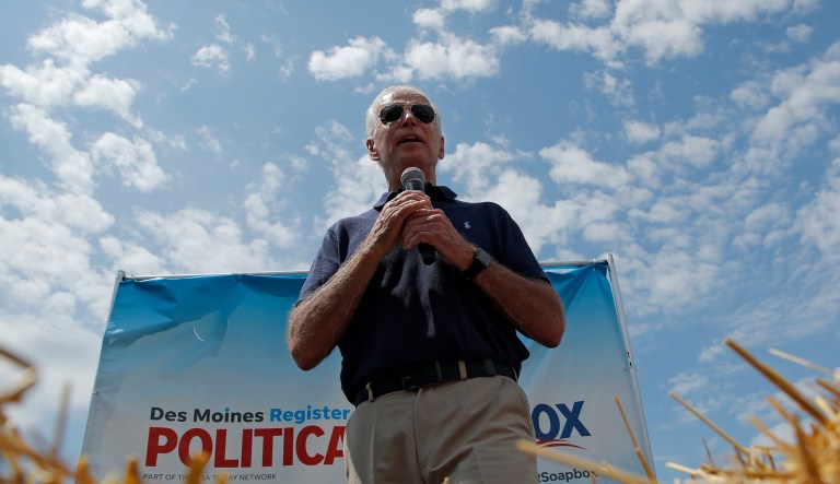 Democratic presidential candidate former Vice President Joe Biden speaks at the Iowa State Fair, Thursday, Aug. 8, 2019, in Des Moines, Iowa.