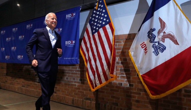 Former Vice President and Democratic presidential candidate Joe Biden arrives to speak at a rally, Tuesday, April 30, 2019, in Cedar Rapids, Iowa.