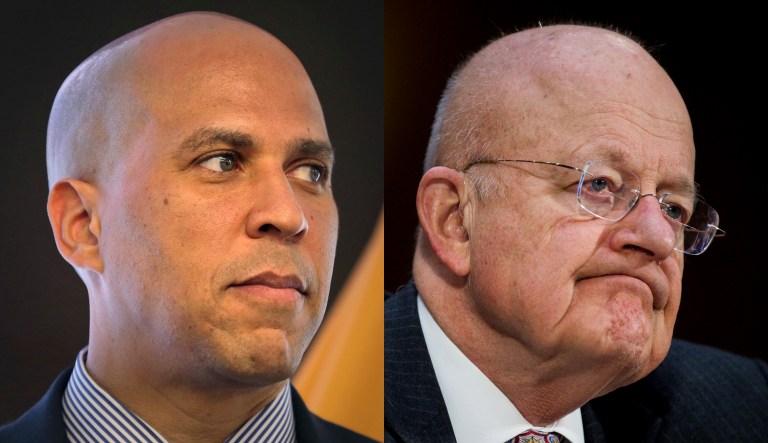 Cory Booker and James Clapper.