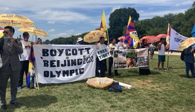 Activists rail against Chinese Communist Party, call for 2022 Beijing Olympics to be moved