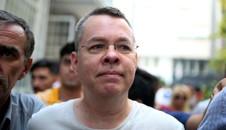 Andrew Craig Brunson, an evangelical pastor from Black Mountain, North Carolina, arrives at his house in Izmir, Turkey, Wednesday, July 25, 2018 An American pastor who had been jailed in Turkey for more than one and a half years on terror and espionage charges was released Wednesday and will be put under house arrest as his trial continues. Andrew Craig Brunson, 50, an evangelical pastor originally from Black Mountain, North Carolina, was let out of jail to serve home detention because of "health problems," Turkey's official Anadolu news agency said.