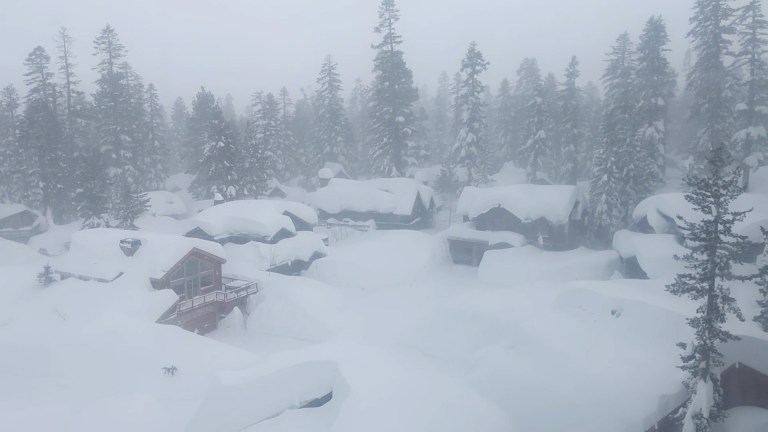 Thirty feet and counting: California town buried in snow