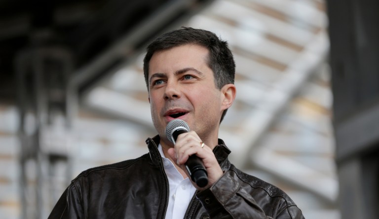 Democratic presidential candidate and South Bend Mayor Pete Buttigieg addresses supporters during a rally before participating in the Democratic Partyâs Liberty and Justice Celebration event in Des Moines, Iowa, Friday, Nov. 1, 2019.