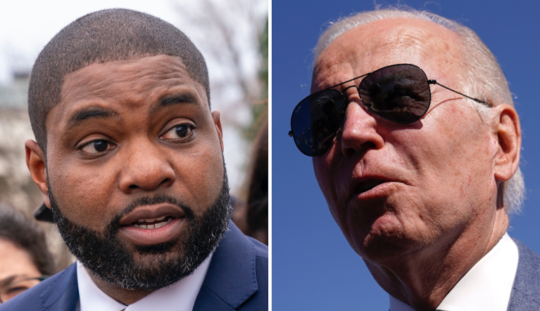 Rep. Byron Donalds (R-FL), left, and President Joe Biden