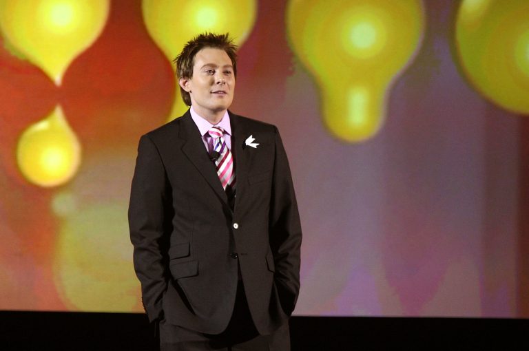 Former American Idol contestant Clay Aiken is using his ties with George W. Bush to promote his congressional run in the more-conservative 2nd District of North Carolina. (Stephen Lovekin/Getty Images)