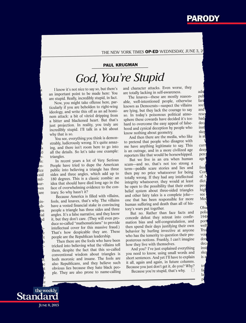 Paul Krugman Tells Us What He Really Thinks