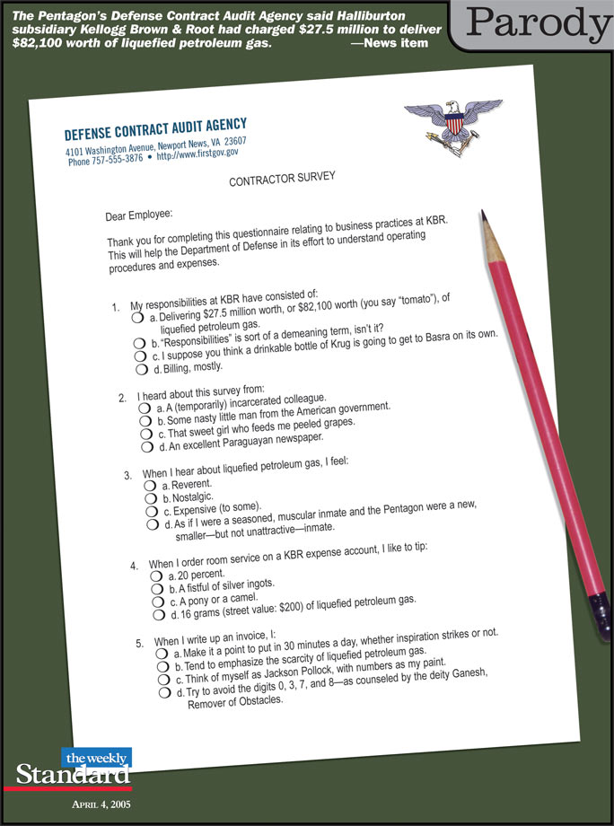 Internal survey of a defense contractor.