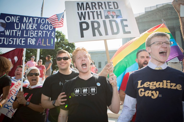 Support for same-sex marriage may be on the rise, but that doesn't necessarily predict a liberal political shift in the United States. (Examiner File/Graeme Jennings)