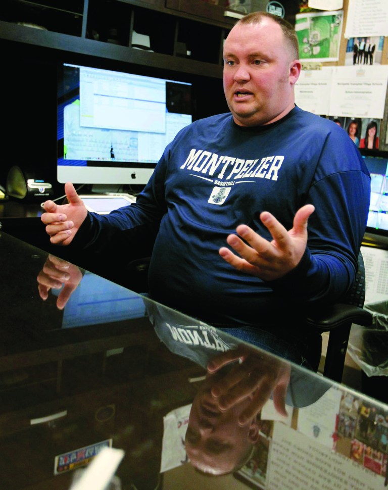 Montpelier Exempted Village School District superintendent Dr. Jamison Grime talks about guns in Montpelier schools, Friday, Jan. 11, 2013 in Montpelier, Ohio. The school in the state's northwest corner says four of its employees will begin carrying handguns later this year after completing a training course. (AP Photo/The Blade, Lori King) MANDATORY CREDIT; MAGS OUT; NO SALES; TV OUT; SENTINEL-TRIBUNE OUT; MONROE EVENING NEWS OUT; TOLEDO FREE PRESS OUT