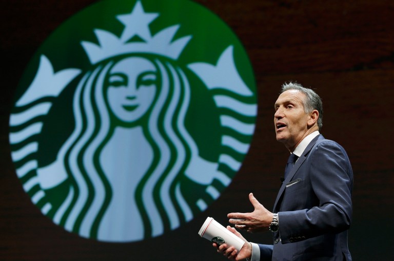 Starbucks plans to hire 10,000 refugees at its locations around the world in the next five years, CEO Howard Schultz announced during the uproar over President Trump's ban on Syrian refugees entering the country. (AP Photo/Ted S. Warren)