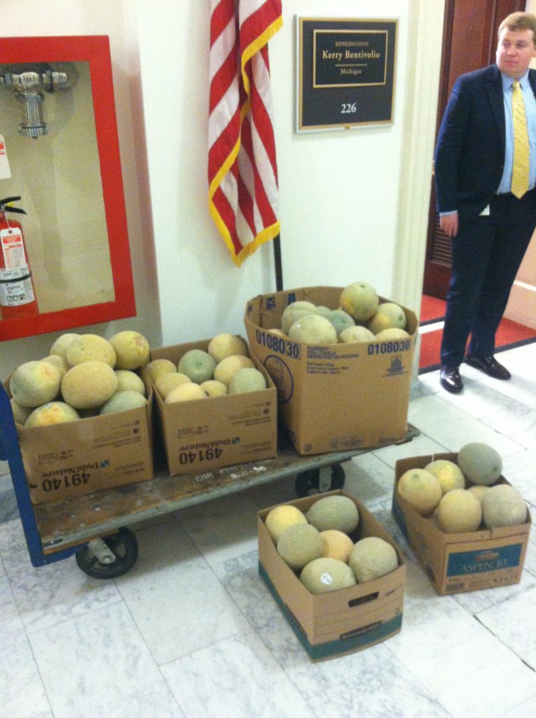 GOP turns protesters’ cantaloupes over to local food bank