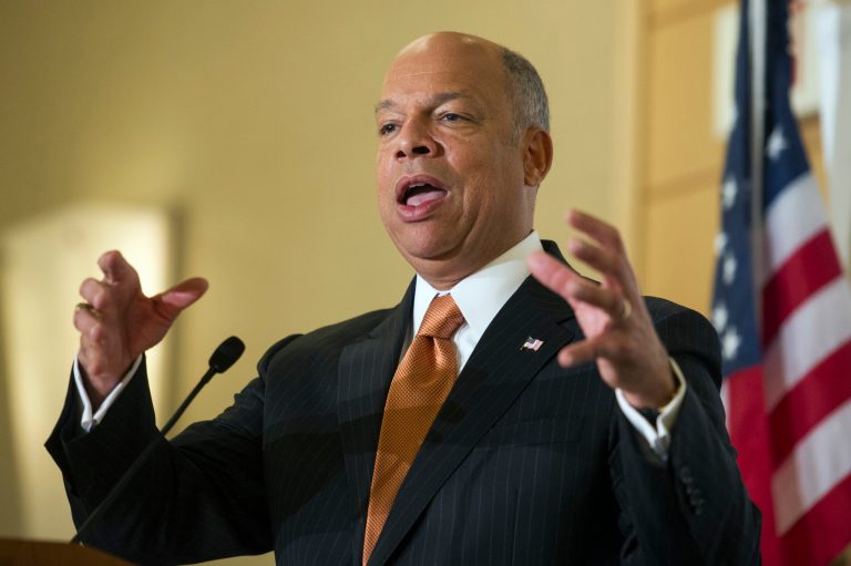 Homeland Security Secretary Jeh Johnson speaks in Arlington, Va., in December. (AP Photo/Cliff Owen)