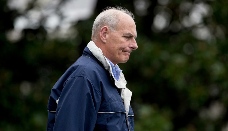 President Trump's chief of staff, John Kelly, took heat last month for defending Rob Porter's character in a statement after allegations of domestic abuse surfaced. Kelly said on Friday that the White House erred when it came to hiring Porter. (AP Photo/Andrew Harnik)