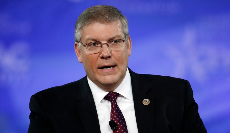 Rep. Barry Loudermilk, R-Ga., and his wife were involved in a car wreck as they were returning to Washington. The couple had visited Georgia to help with the response to Hurricane Irma, and were returning to Washington early Tuesday morning. (AP Photo/Alex Brandon)
