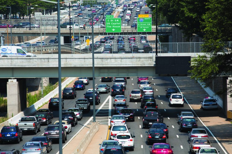 Traffic congestion on Interstate 395 in the District. (Examiner file photo)