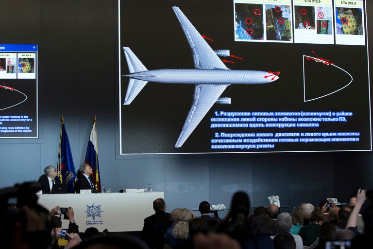 The missile that downed Malaysia Airlines Flight MH17 over Ukraine two years ago came from Russia, a team of Dutch-led investigators announced. (AP Photo/Pavel Golovkin)