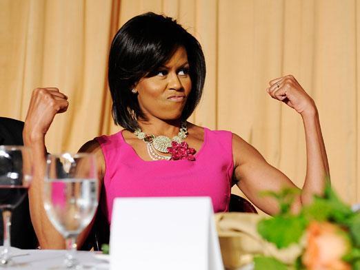 Michelle Obama's personal trainer told the Associated Press that that tricep pushdowns and hammer curls are the key to the first lady's sculpted arms. AP Photo