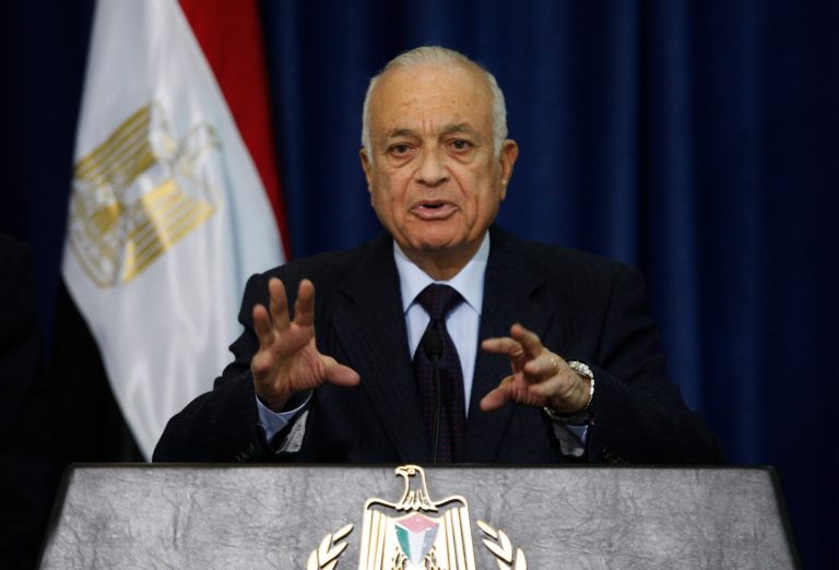   Arab League Secretary-General Nabil Elaraby speaks during a press conference in the West Bank city of Ramallah, Saturday, Dec. 29, 2012. (AP Photo/Majdi Mohammed)  