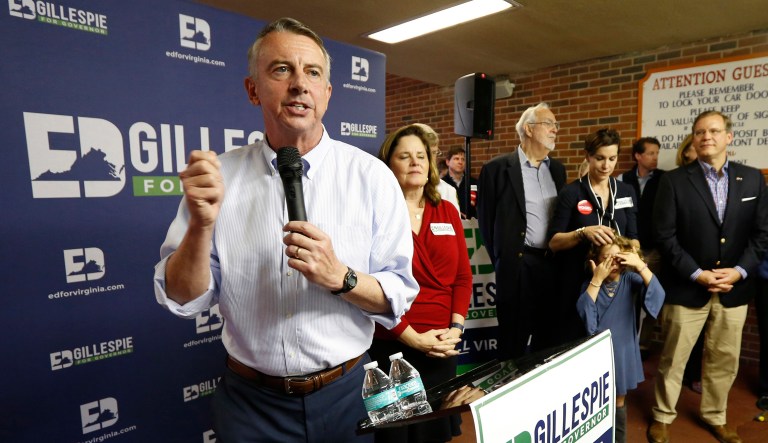 Republican gubernatorial candidate Ed Gillespie has spent much time in often overlooked parts of Virginia and still been able to appeal to voters in deep blue northern Virginia by talking about curbing violent gang crime, and hitting Northam on McAuliffe's mishandled attempt to restore voting rights to tens of thousands of felons. (AP Photo/Steve Helber)