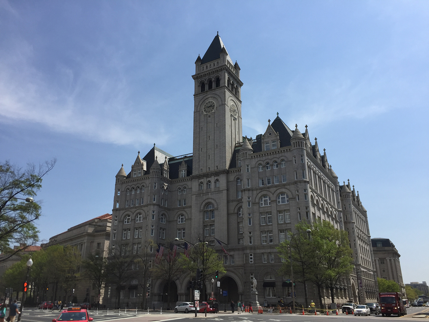 ‘Pay Trump Bribes Here’ protest message at Trump’s DC hotel