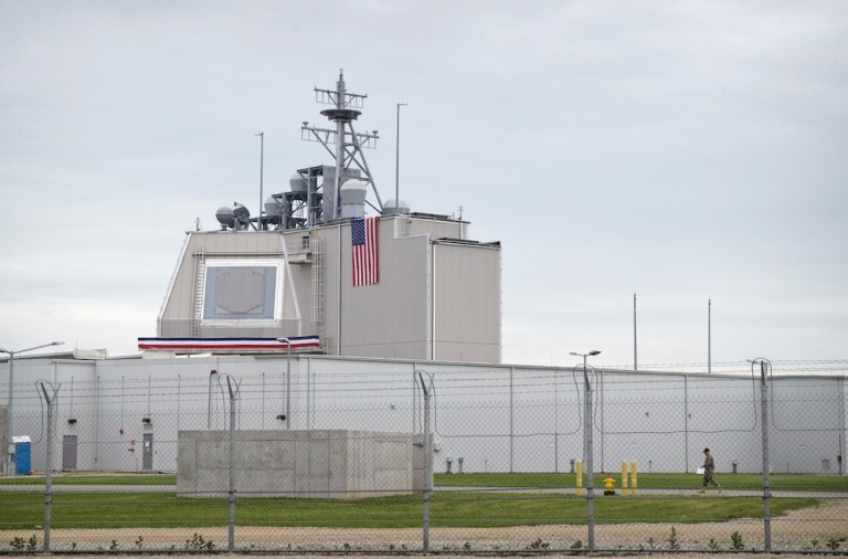 The system is a land-based variant of the Navy's ship-based AEGIS ballistic missile defense system. (AP Photo/Vadim Ghirda)