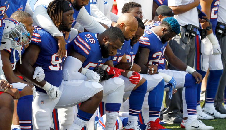 The NFL players kneeling are wrong both on substance and especially on their form of protest. (AP Photo/Jeffrey T. Barnes)