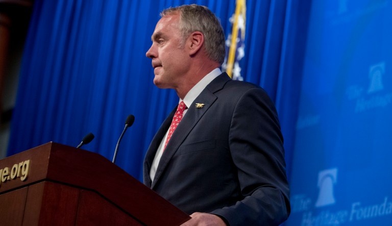 Lola Zinke joined her husband on international trips and helped arrange the guest list at a Young Americaâs Foundation town hall where Zinke spoke to young conservatives. (AP Photo/Andrew Harnik)