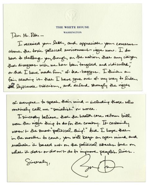 Auction: $11,000 for Obama letter denying he ‘made fun of tea-baggers’