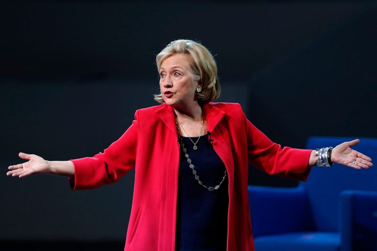 Former Secretary of State Hillary Rodham Clinton speaks to the scholarship recipients of the Telmex Foundation during the annual Mexico XXI Century event, hosted by billionaire Carlos Slim, in Mexico City, Mexico, Friday, Sept. 5, 2014.  (AP Photo/Dario Lopez-Mills)