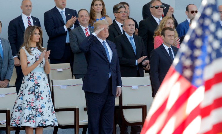 Trump raised the possibility of the parade to highlight the strength of the U.S. military and show appreciation for the troops, months after he attended the Bastille Day celebration in France with President Emmanuel Macron. (AP Photo/Michel Euler)