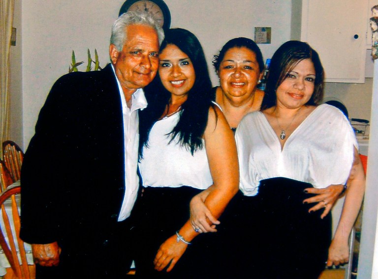 This undated photo provided by the family shows, from left, Carlos Navarro Franco, Marcela Franco, Ramona Franco and Letecia Franco. Marcela Franco died Sunday, June 9, 2013, after Friday's deadly rampage in Santa Monica, Calif. Marcela Franco had been a passenger in a Ford Explorer driven by her father, campus groundskeeper Carlos Navarro Franco who also was killed in Friday's attack. (AP Photo/Family Photo)