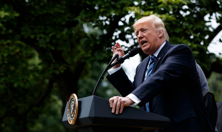 President Trump criticized former Acting Attorney General Sally Yates on Monday evening for her not sharing new information about Mike Flynn or Russia. (AP Photo/Evan Vucci)