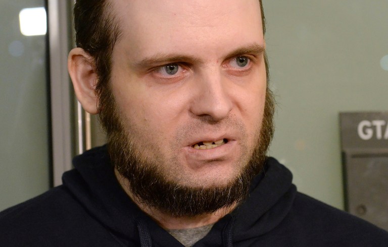Joshua Boyle, his wife Caitlin Coleman, and their three children landed in Canada after they were kidnapped in Afghanistan while on a backpacking trip and held hostage for five years by the Taliban-linked Haqqani network. (Nathan Denette/The Canadian Press via AP)