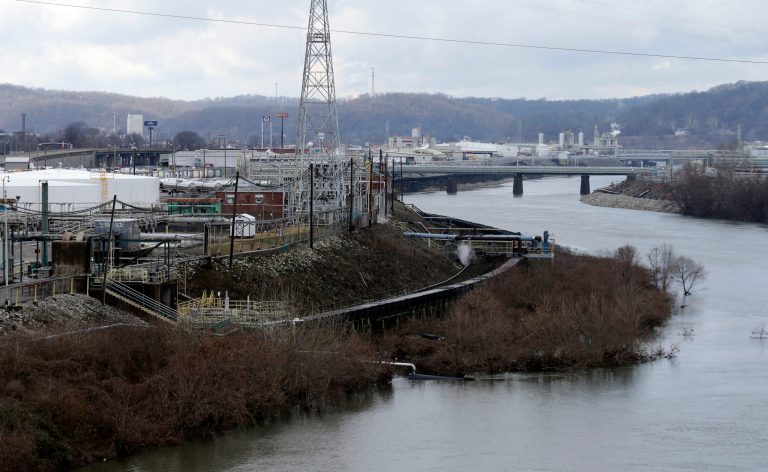 A chemical plant is located along a branch of the Kanawaha River in South Charleston, W.Va., Tuesday, Jan. 14, 2014. Some homeland security experts believe the United States hasnÃ?t done nearly enough to protect water systems from accidental spills or deliberate contamination. (AP Photo/Steve Helber)
