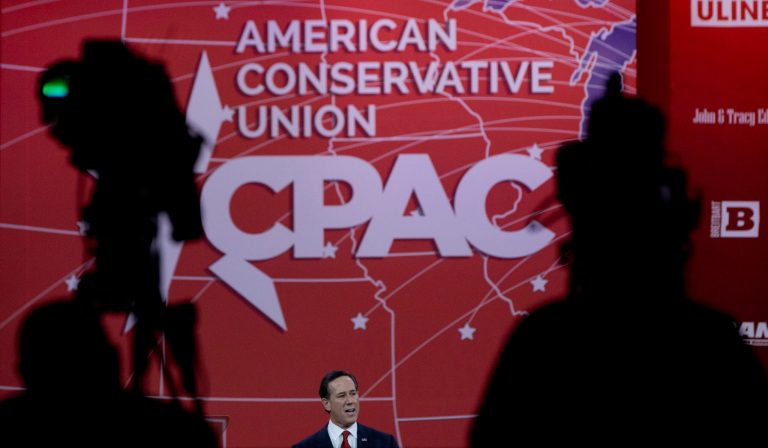 Former Pennsylvania Sen. Rick Santorum speaks during the Conservative Political Action Conference in National Harbor, Md., Friday, Feb. 27, 2015. (AP Photo/Carolyn Kaster)