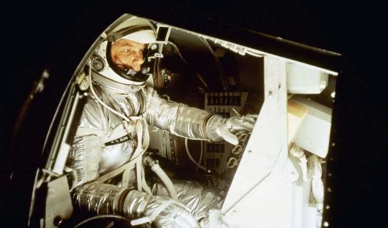 John Glenn became the first American to orbit the Earth in 1962, making him a household name during America's Space Race while John F. Kennedy was president. (AP Photo/Harvey Georges)