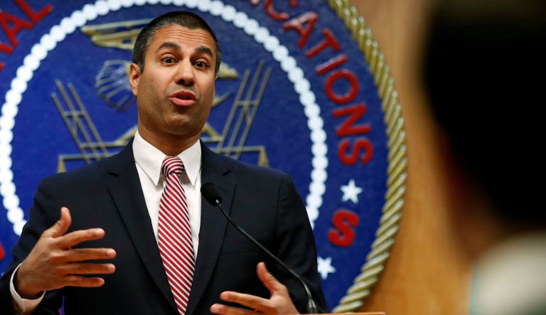 FCC Chairman Ajit Pai's family was harassed leading up to the repeal of net neutrality, and a bomb threat interrupted the final vote. Now, Senate Democrats are one vote away from advancing a CRA resolution that would reward the disgusting tactics of the Left by reinstating Title II regulation. (AP Photo/Jacquelyn Martin, File)