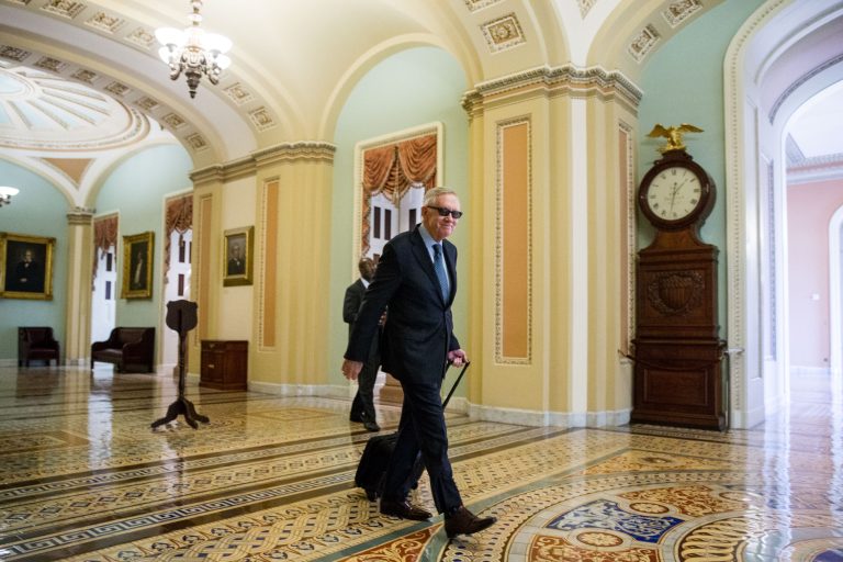 Harry Reid announced that he will not accept a proposal offered by Mitch McConnell to allow Democrats to offer 10 amendments but with no guarantee that they will ever receive a vote. (AP Photo)Â 