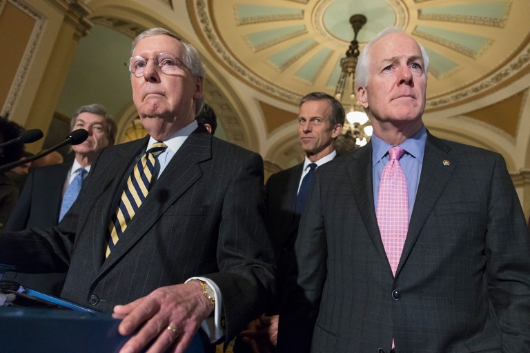Sen. John Cornyn, the second highest-ranking Republican in the Senate, is set to demand answers from the Justice Department Friday about its decision to abandon an investigation into the Clinton Foundation despite a request from the FBI to open a case. (AP Photo/J. Scott Applewhite)