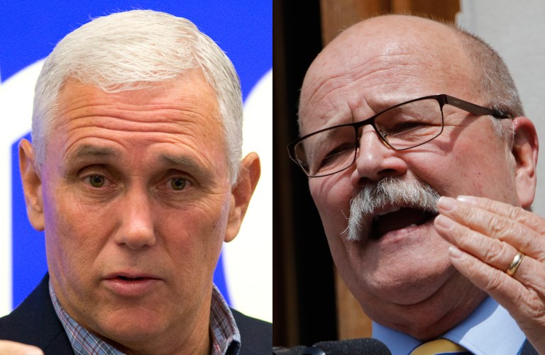 Indiana Gov. Mike Pence leads Democratic challenger John Gregg by four percentage points, 40-36, which falls within the poll's four-percentage-point margin of error. (AP Photos)