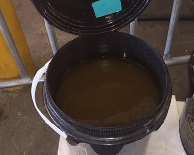 A bucket containing liquid methamphetamine. CBP officers at Laredo Port of Entry seized a total of nearly 81 pounds of liquid methamphetamine. (Courtesy U.S. Customs and Border Protection)