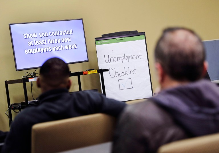 On Thursday, the Labor Department reports on the number of people who applied for unemployment benefits in the previous week. Economists in the private sector had expected jobless claims to tick up to a still-low 250,000. (AP Photo/David Goldman, File)