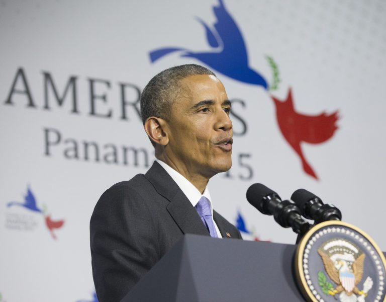 President Obama speaks during his news conference at the Summit of the Americas in Panama City, Panama, Saturday, April 11, 2015. (AP Photo/Pablo Martinez Monsivais)