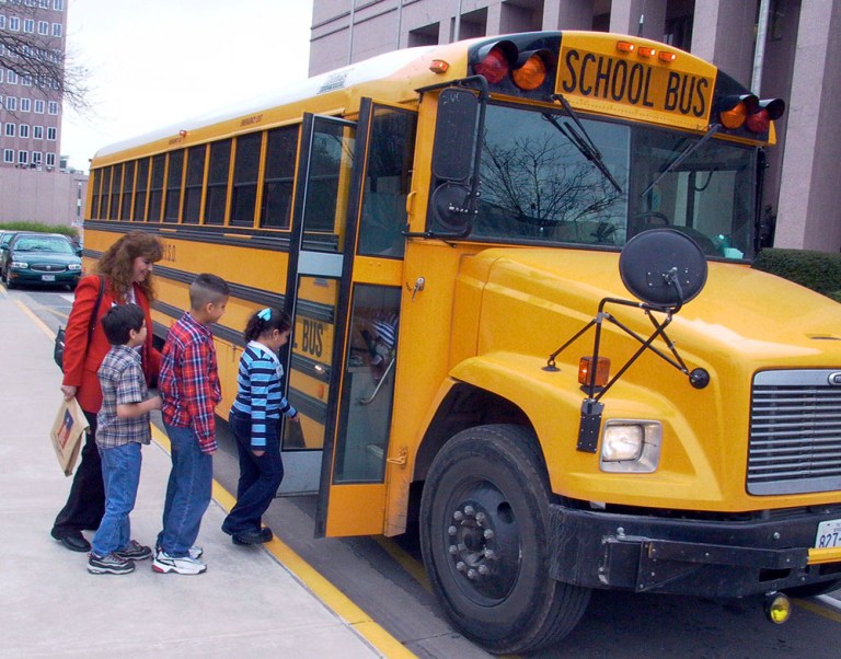 About 26 Loudoun County students rode the bus on Monday and Tuesday before the device was discovered during routine maintenance. (Bloomberg/Jack Plunkett)